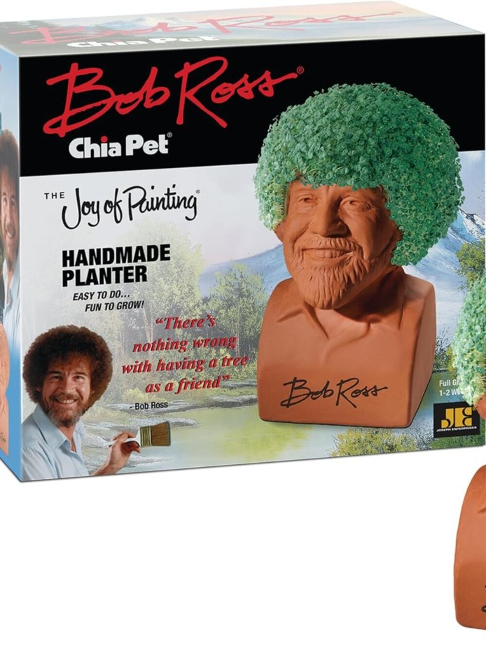 Chia Pet Bob Ross with Seed Pack, Decorative Pottery Planter, Easy to Do and Fun